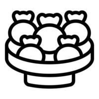 Dumplings bowl icon outline vector. Food basket vector