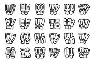 Scuba Diving Fins icons set outline vector. Water summer beach vector