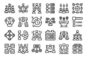 Delegate tasks icons set outline vector. Team data work vector