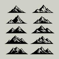 set of mountains with the silhouettes of mountains mountain icons set vector