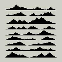 conjunto de montañas con el siluetas de montañas montaña íconos conjunto vector