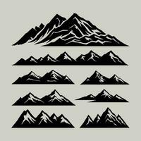 set of mountains with the silhouettes of mountains mountain icons set vector