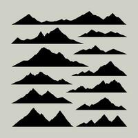 conjunto de montañas con el siluetas de montañas montaña íconos conjunto vector