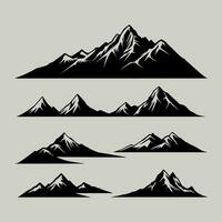 set of mountains with the silhouettes of mountains mountain icons set vector