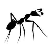 Worker ant silhouette on white background. Black ants looking for food. Hardworking animal. vector