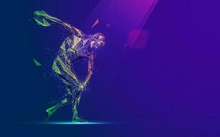 graphic of Discobolus presented in polygonal futuristic style vector