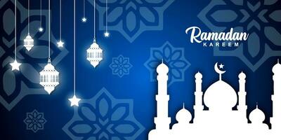 Ilustración de diseño de fondo de banner de ramadan kareem vector