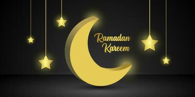 Ramadan Kareem background with 3D moon shape vector