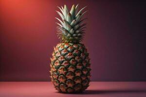 AI generated Pineapple on a pink background. generative ai photo