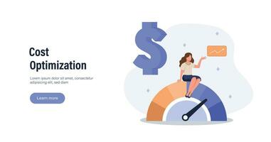 Cost optimization concept. Idea of financial and marketing strategy. Cost and income balance. Spending and cost reduction, while maximizing business value. Isolated flat illustration vector