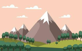 Mountain flat clipart adventure landscape natural vector illustration background