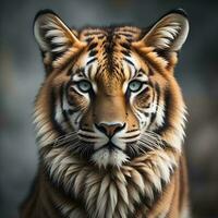 AI generated Portrait of Amur Tiger, Panthera tigris altaica. generative ai photo