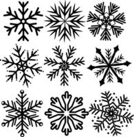 conjunto de vector copos de nieve, aislado cifras de Navidad copos de nieve en un blanco antecedentes