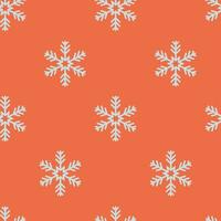 Snowflakes symmetrical seamless pattern, blue snowflakes on a red background Christmas wrapping paper vector