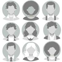 Default Placeholder Avatar Profile isolated on white Background. Man and Woman empty profile pictures. anonymous avatar silhouette. Vector illustration of social media users in grayscale.