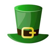 Green cylinder hat cartoon vector illustration isolated on white background. leprechaun headgear for Saint Patricks day carnival accessory.