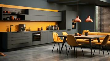 AI generated Kitchen room futurism modern interior photo