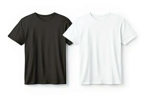 AI generated Black and white men's t-shirts isolated on a white background. photo