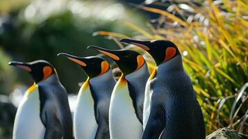 ai generado Rey pingüinos en el salvaje. foto