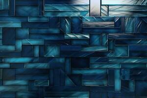 AI generated Blue mosaic tile wall texture. Abstract background and texture for design. photo