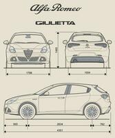 Alfa Romeo Giulietta car blueprint vector