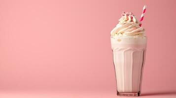 AI generated Milk shake advertisment background with copy space photo