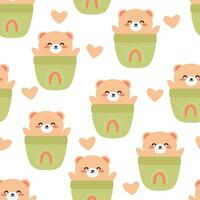 Seamless pattern cute happy bear. cute animal wallpaper for textile, gift wrap paper vector