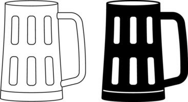 outline silhouette Glass tankard icon set vector