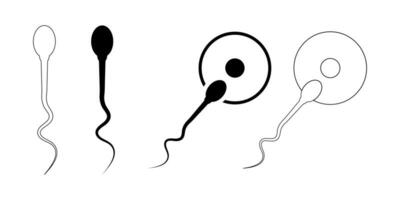 outline silhouette Sperm and egg icon isolated on white background vector