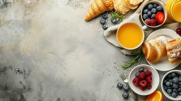 AI generated Breakfast advertisment background with copy space photo