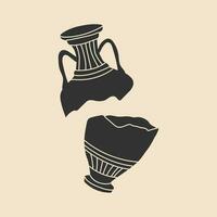 Ancient terracotta jug. Vector illustration.