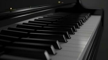 AI generated black piano background with copy space photo