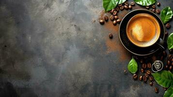 AI generated coffee shop advertisment background with copy space photo