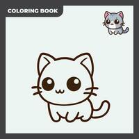 coloring book sketch illustration design for children, with sketches of cute and adorable cats vector