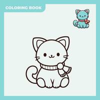 colorante libro bosquejo ilustración diseño para niños, con bocetos de linda y adorable gatos vector