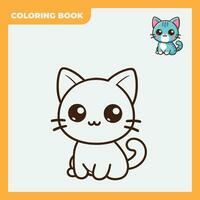 colorante libro bosquejo ilustración diseño para niños, con bocetos de linda y adorable gatos vector