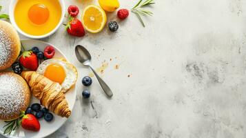 AI generated Breakfast advertisment background with copy space photo