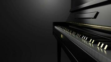 AI generated black piano background with copy space photo