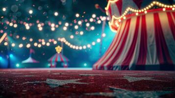 AI generated circus advertisment background with copy space photo