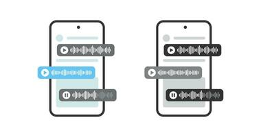 Audio message icon. Phone messenger symbol. Voice bubble signs. Send message symbols. Speech chat icons. Black, flat color. Vector sign.