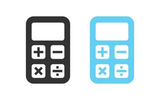 Calculator icon. Calculate signs. Accounting finance symbol. Math symbols. Office icons. Black, blue color. Vector isolated sign.
