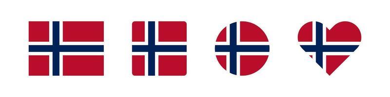 Norway icon. Norwegian flag signs. National badge symbol. Europe country symbols. Culture sticker icons. Vector isolated sign.