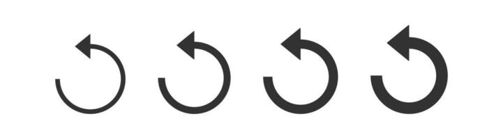 Reload arrow icon. Repeat signs. Refresh button symbol. Reset symbols. Rotate loop icons. Black color. Vector sign.