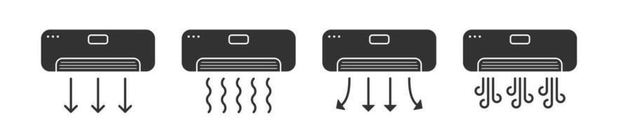 aire acondicionador icono. acondicionamiento símbolo. clima sistema señales. oficina ventilador simbolos hogar temperatura iconos negro color. vector signo.