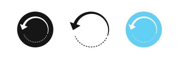 Circle turn icon. Arrow rotate symbol. Spin signs. Reload symbols. Rotation 360 degree icons. Black, blue color. Vector sign.