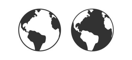 Globe icon. Earth signs. World symbol. Planet symbols. Global sphere icons. Black color. Vector isolated sign.