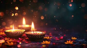 AI generated Diwali advertisment background with copy space photo