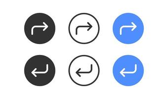 regreso flecha icono. giro espalda símbolo. marcha atrás señales. reembolso en el circulo simbolos revertir iconos negro, azul color. vector signo.