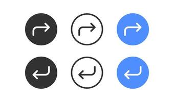 Return arrow icon. Turn back symbol. Reverse signs. Refund in the circle symbols. Revert icons. Black, blue color. Vector sign.