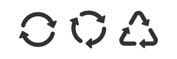 Reload arrow icon. Recycle trash set signs. Reuse symbol. Cycle symbols. Repeat icons. Black color. Vector isolated sign.